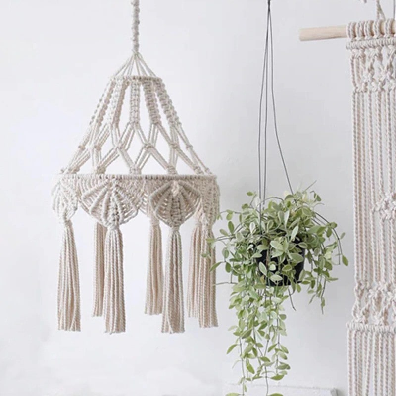 Abat-jour bohème en Macramé chic Esprit Macramé