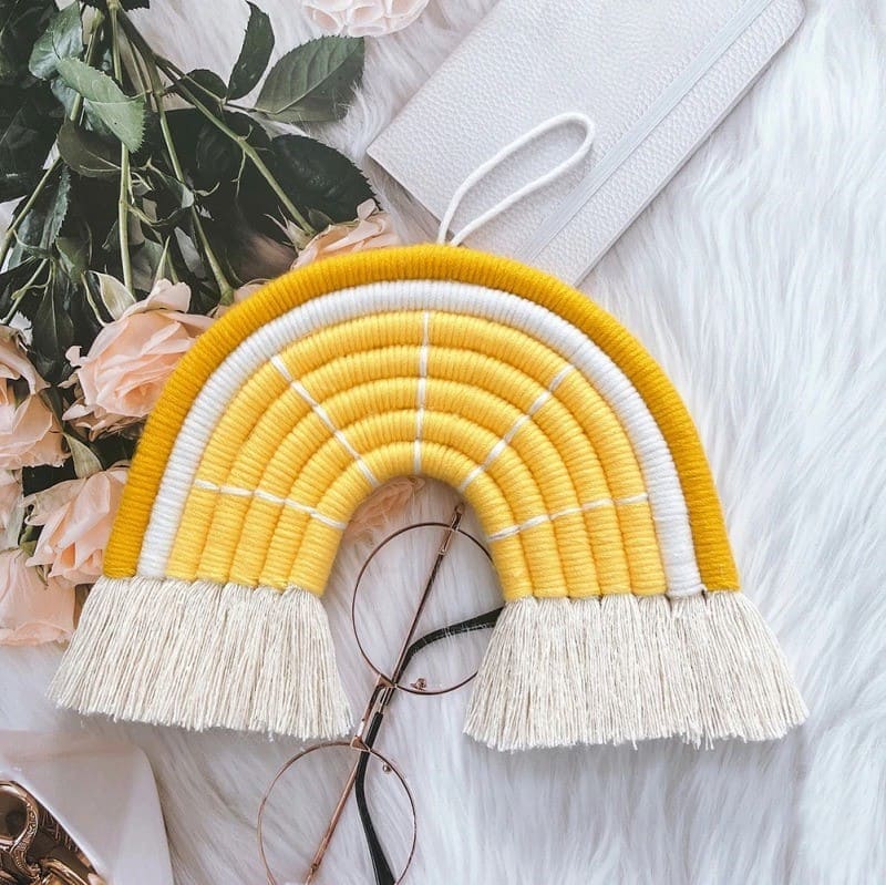 Arc-en-ciel Macramé Jaune Éclatant Esprit Macramé