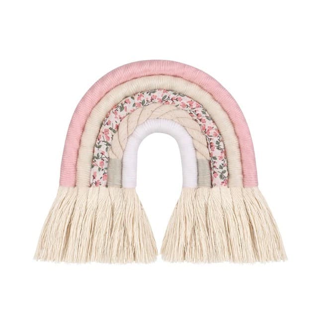 Arc-en-Ciel Mural en Tissu Macramé - Création Unique Esprit Macramé