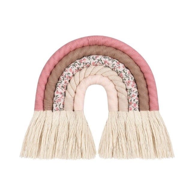 Arc-en-Ciel Mural en Tissu Macramé - Création Unique Esprit Macramé