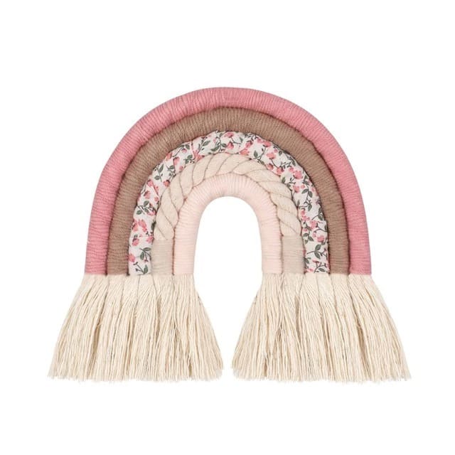 Arc-en-Ciel Mural en Tissu Macramé - Création Unique Esprit Macramé