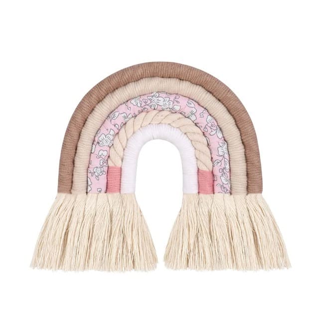 Arc-en-Ciel Mural en Tissu Macramé - Création Unique Esprit Macramé