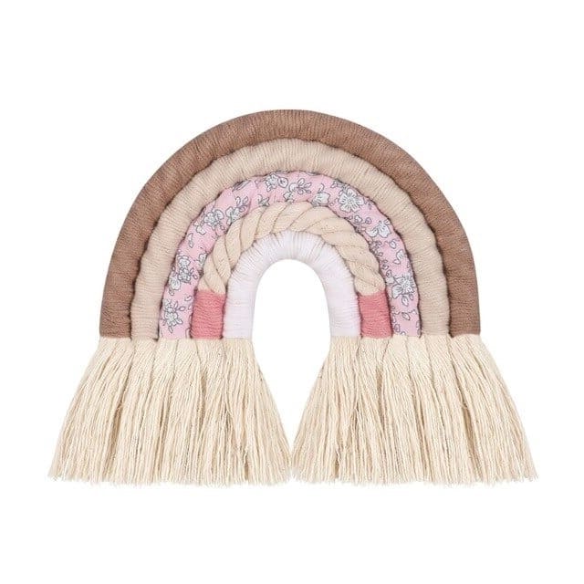 Arc-en-Ciel Mural en Tissu Macramé - Création Unique Esprit Macramé