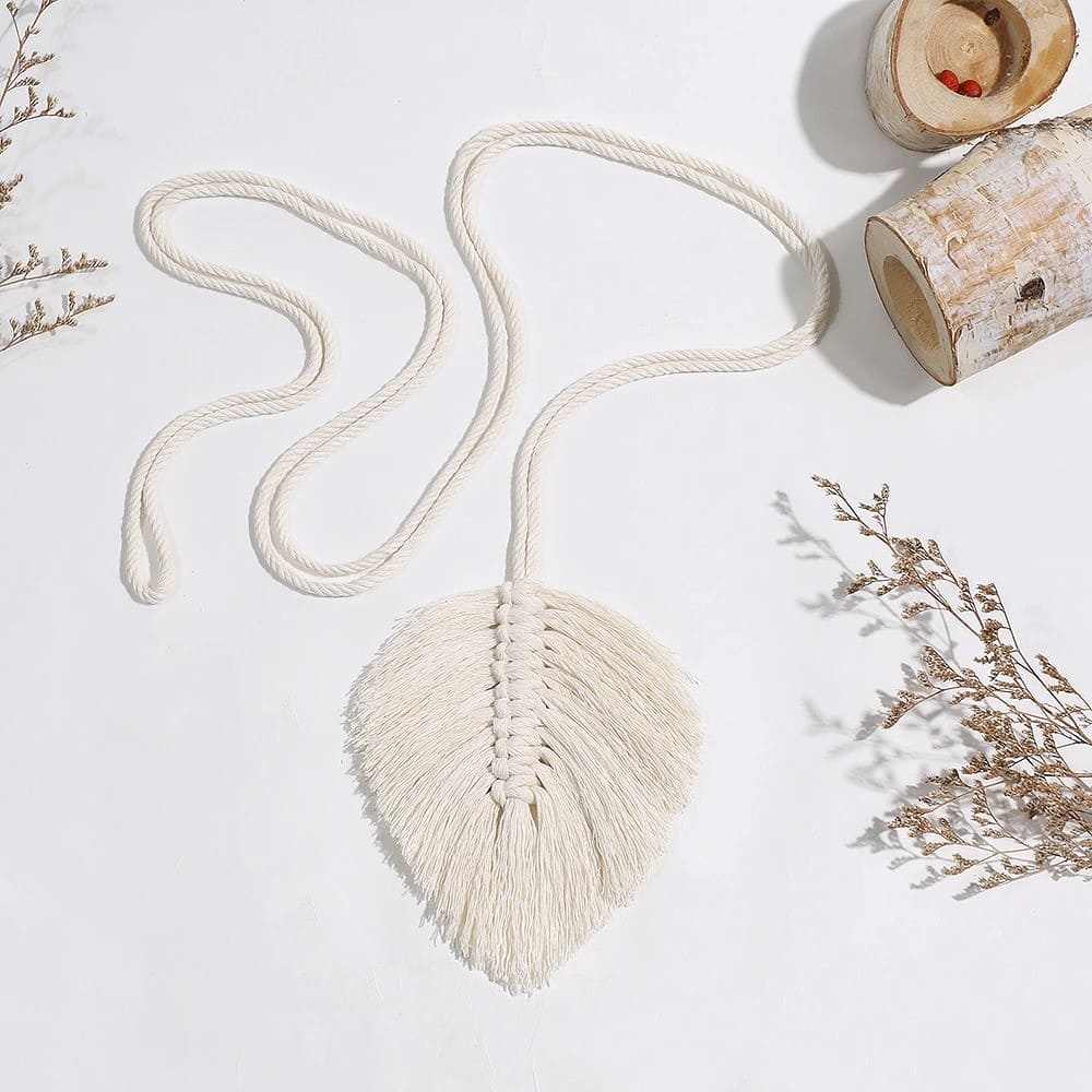 Attache Rideau Élégance Feuille en Macramé Esprit Macramé