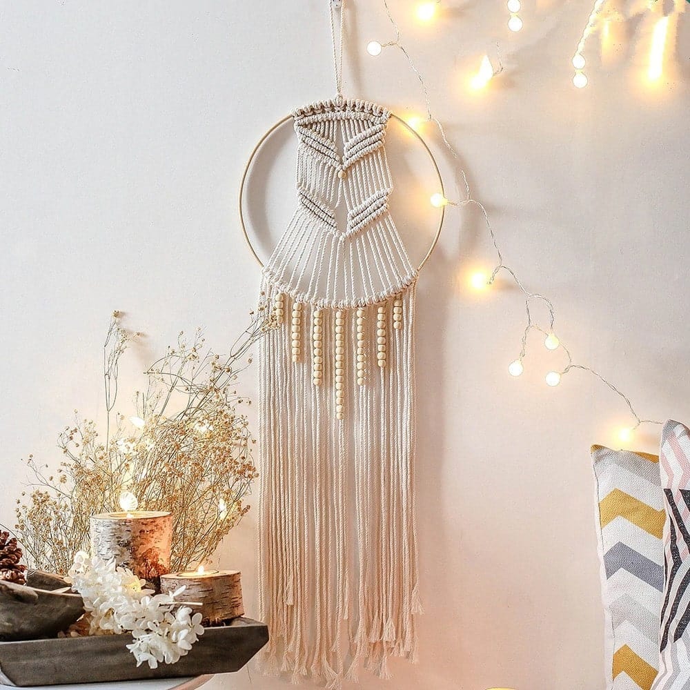 Attrape-Rêve en Perles et Macramé Élégant Esprit Macramé
