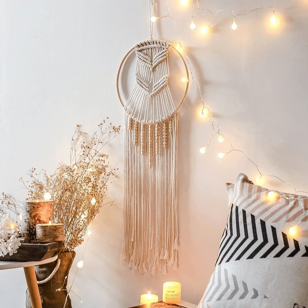 Attrape-Rêve en Perles et Macramé Élégant Esprit Macramé