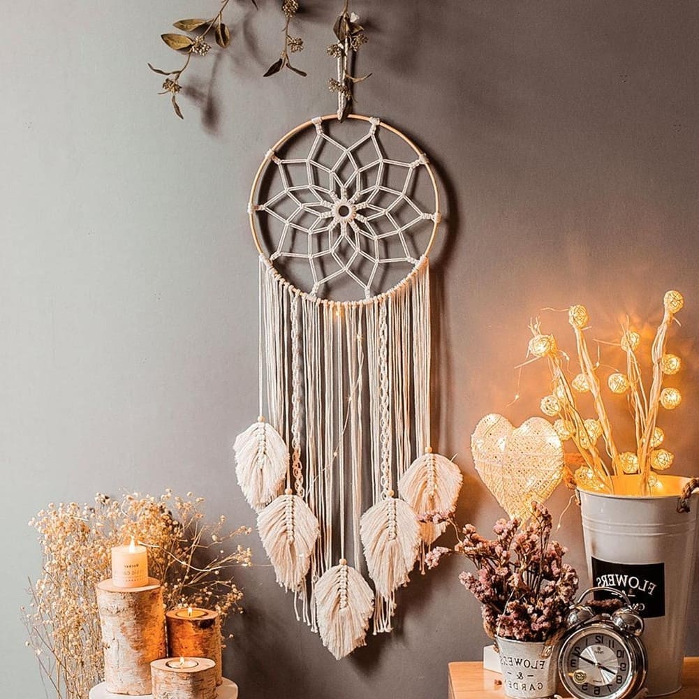 Attrape-Rêve Plume en Macramé Élégant Esprit Macramé