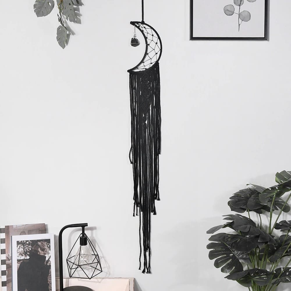 Attrape-Rêves Noir en Macramé Artisanale Esprit Macramé