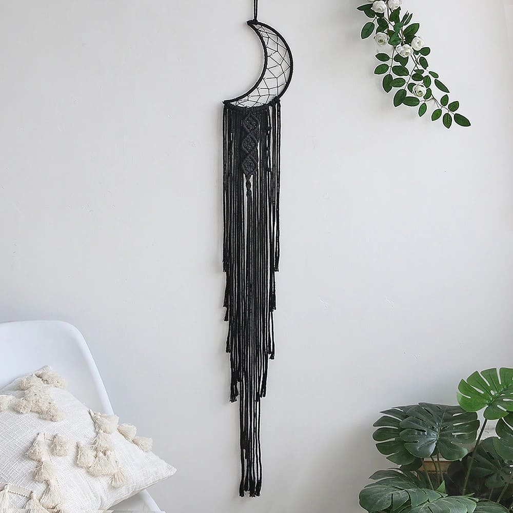 Attrape-Rêves Noir en Macramé Artisanale Esprit Macramé
