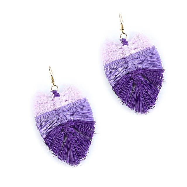 Boucle d'oreille feuille en Macramé Éclat Naturel Esprit Macramé