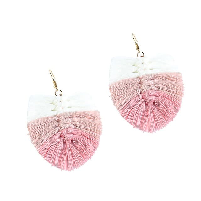 Boucle d'oreille feuille en Macramé Éclat Naturel Esprit Macramé