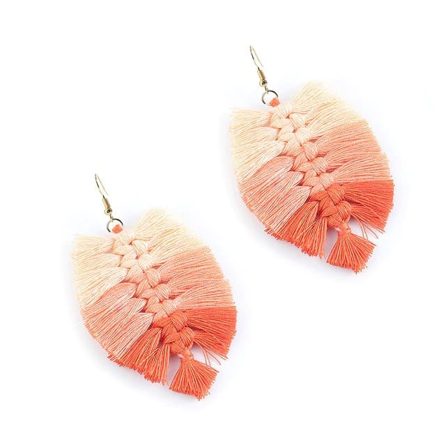Boucle d'oreille feuille en Macramé Éclat Naturel Esprit Macramé
