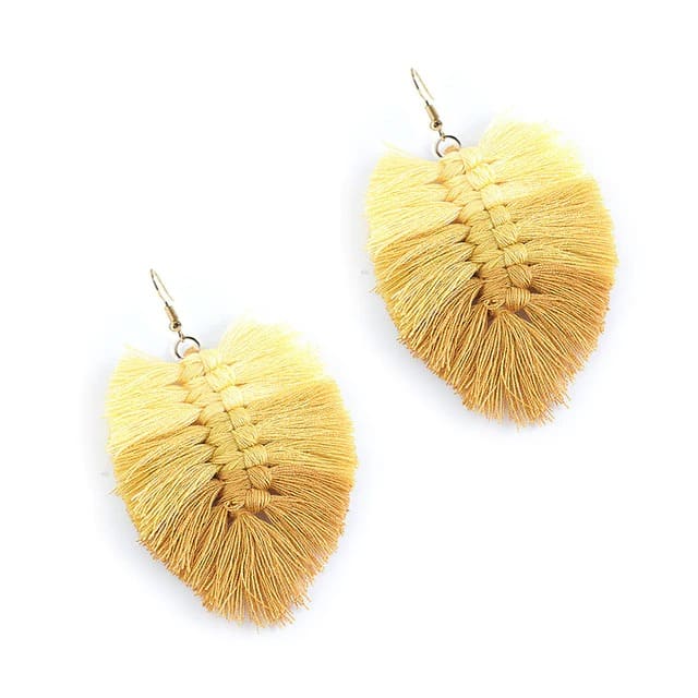 Boucle d'oreille feuille en Macramé Éclat Naturel Esprit Macramé