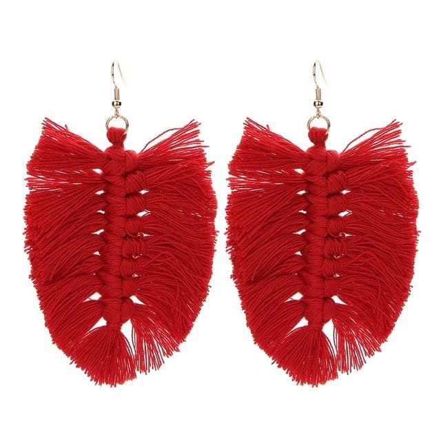 Boucle d'oreille plume en Macramé Chic Esprit Macramé
