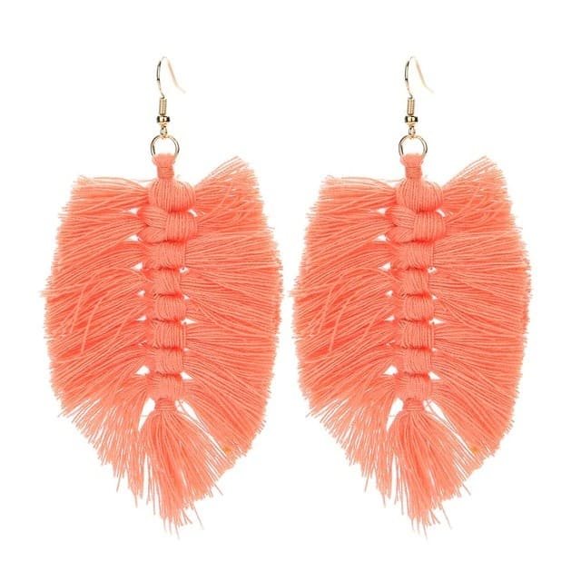 Boucle d'oreille plume en Macramé Chic Esprit Macramé