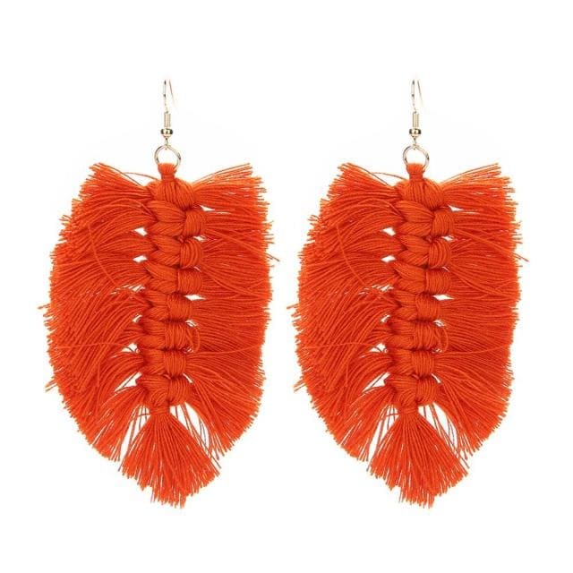 Boucle d'oreille plume en Macramé Chic Esprit Macramé