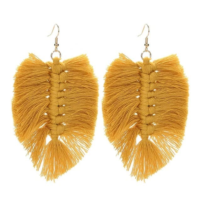 Boucle d'oreille plume en Macramé Chic Esprit Macramé