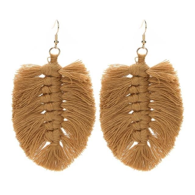 Boucle d'oreille plume en Macramé Chic Esprit Macramé