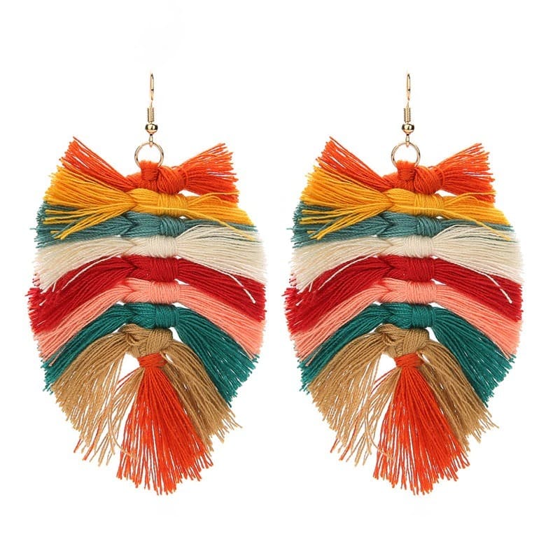 Boucle d'oreille plume en Macramé Chic Esprit Macramé