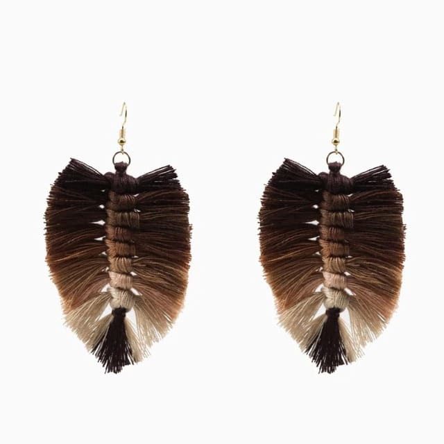 Boucle d'oreille plume en Macramé Chic Esprit Macramé
