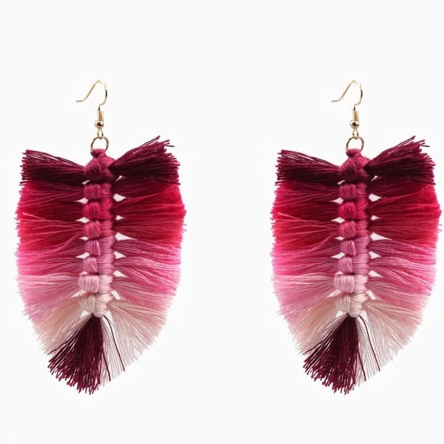 Boucle d'oreille plume en Macramé Chic Esprit Macramé