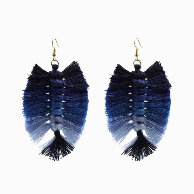 Boucle d'oreille plume en Macramé Chic Esprit Macramé