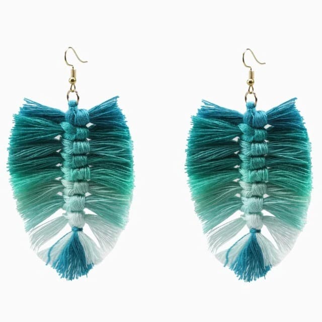 Boucle d'oreille plume en Macramé Chic Esprit Macramé