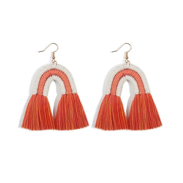 Boucles d'oreilles Arc-en-Ciel en Macramé Éclatant Esprit Macramé