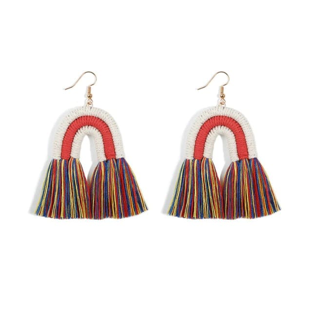 Boucles d'oreilles Arc-en-Ciel en Macramé Éclatant Esprit Macramé
