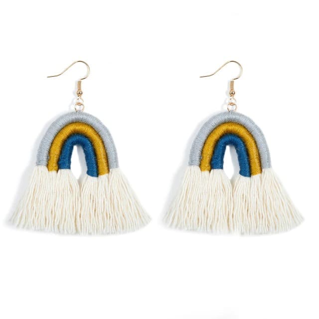 Boucles d'oreilles Arc-en-Ciel en Macramé Éclatant Esprit Macramé