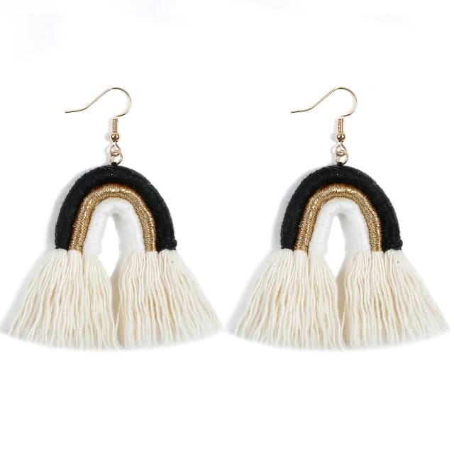 Boucles d'oreilles Arc-en-Ciel en Macramé Éclatant Esprit Macramé