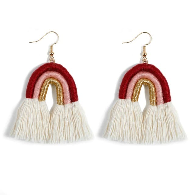 Boucles d'oreilles Arc-en-Ciel en Macramé Éclatant Esprit Macramé
