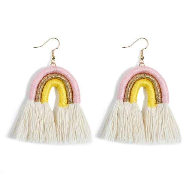 Boucles d'oreilles Arc-en-Ciel en Macramé Éclatant Esprit Macramé