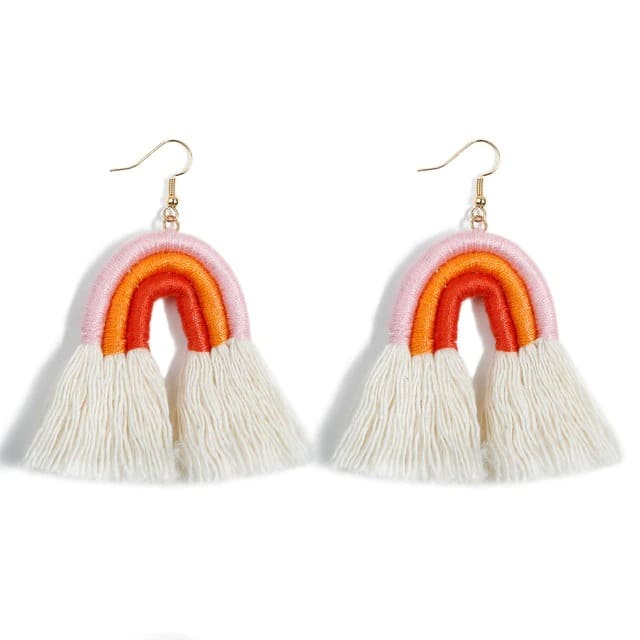 Boucles d'oreilles Arc-en-Ciel en Macramé Éclatant Esprit Macramé
