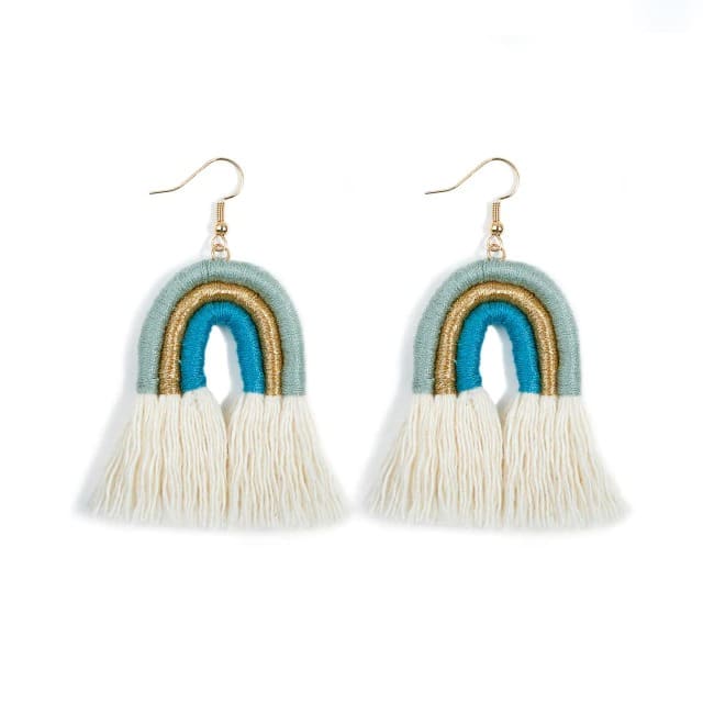 Boucles d'oreilles Arc-en-Ciel en Macramé Éclatant Esprit Macramé