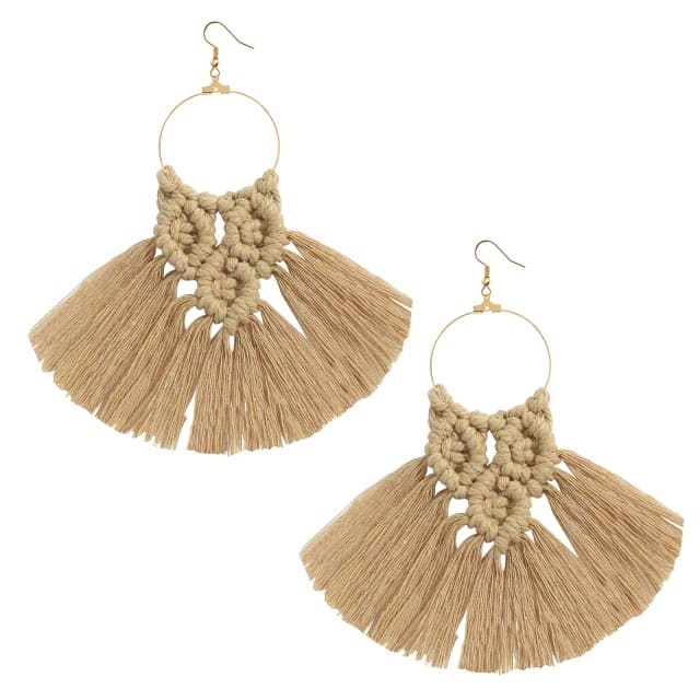 Boucles d'oreilles Frange Macramé Élégance Esprit Macramé