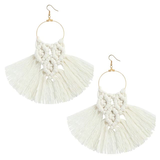 Boucles d'oreilles Frange Macramé Élégance Esprit Macramé