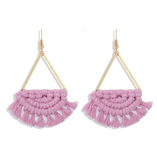 Boucles d'oreilles Pompon Chic en Macramé Esprit Macramé