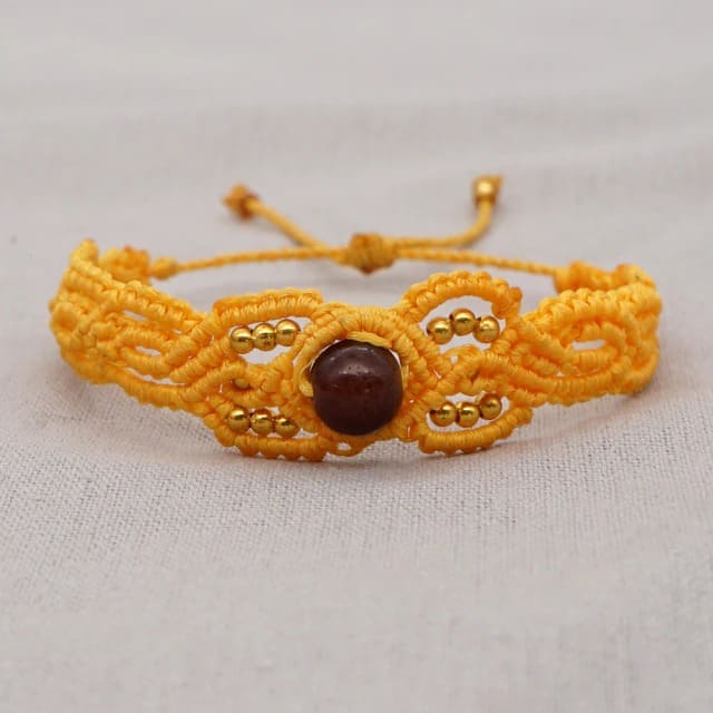 Bracelet Macramé Élégance avec Pierre Précieuse Esprit Macramé