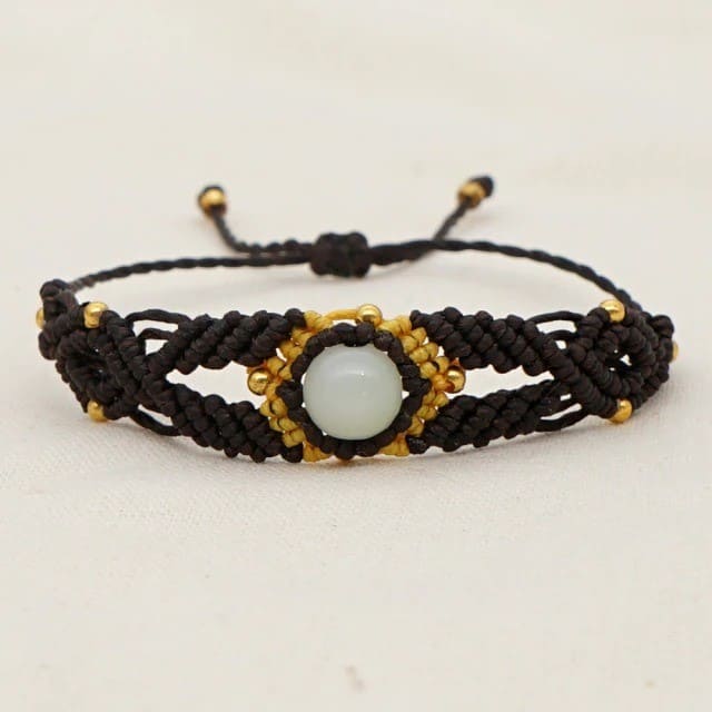 Bracelet Macramé Élégance avec Pierre Précieuse Esprit Macramé