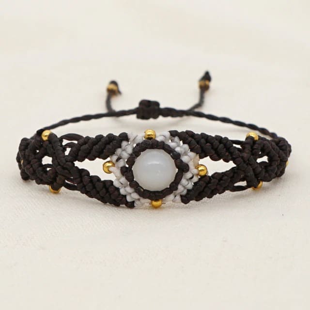 Bracelet Macramé Élégance avec Pierre Précieuse Esprit Macramé
