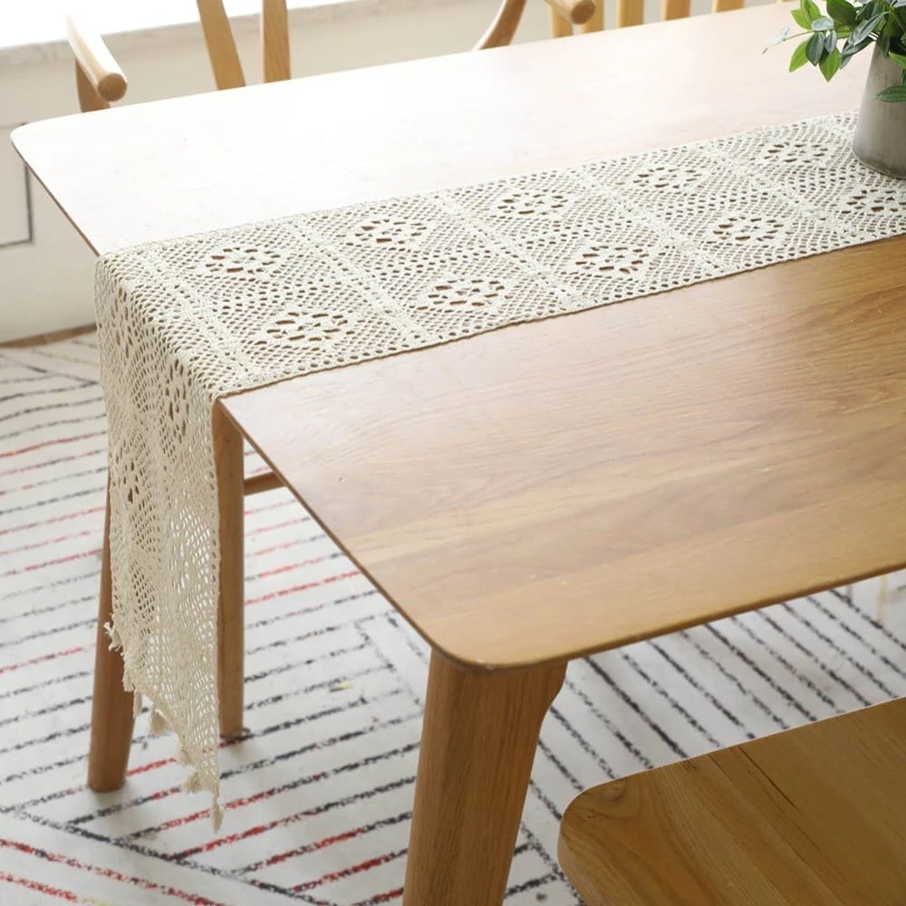 Chemin de Table en Dentelle Macramé Élégance Esprit Macramé