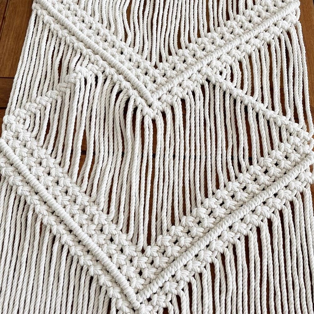Chemin de Table Macramé Beige Élégance Esprit Macramé