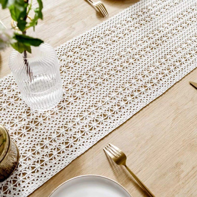 Chemin de table Macramé blanc Éclat Design Esprit Macramé