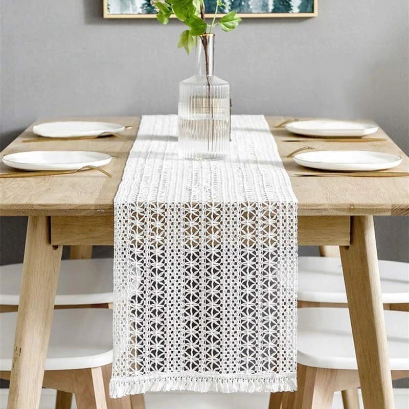 Chemin de table Macramé blanc Éclat Design Esprit Macramé