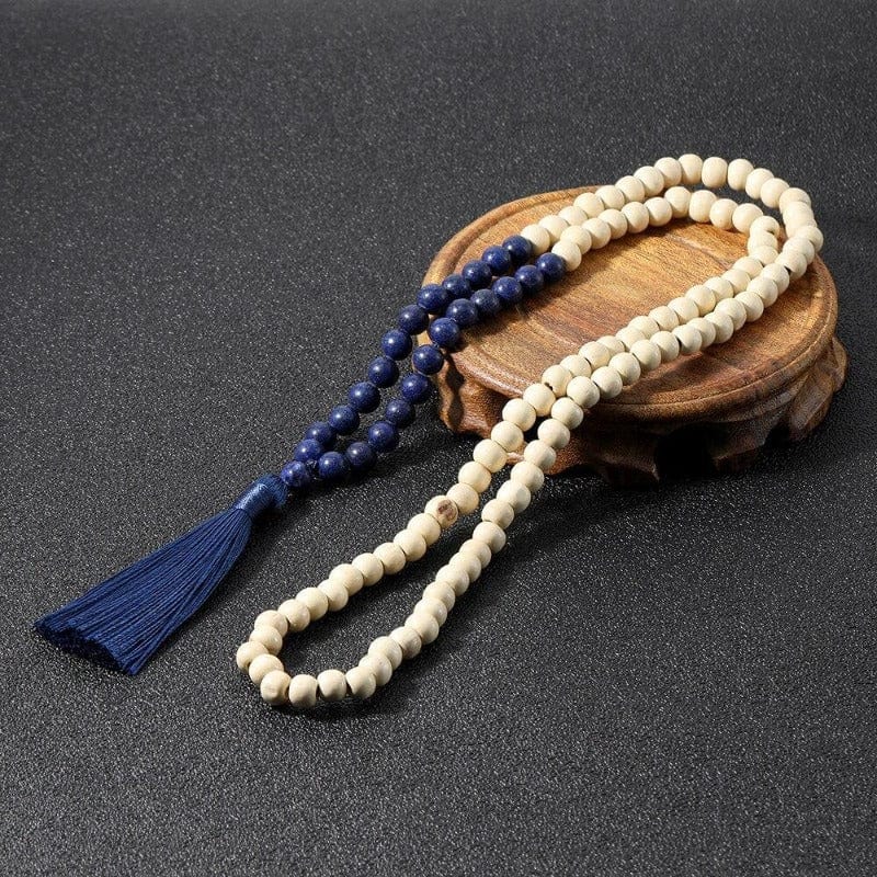 Collier de Perles Mala en Bois Élégance Naturelle Esprit Macramé