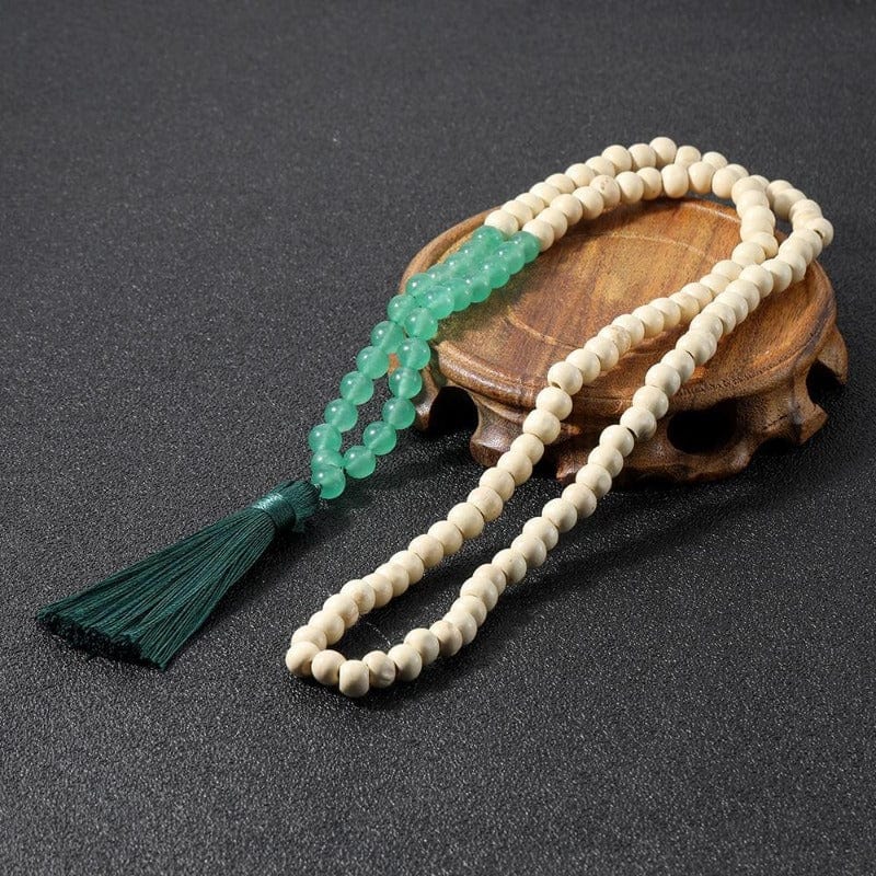 Collier de Perles Mala en Bois Élégance Naturelle Esprit Macramé