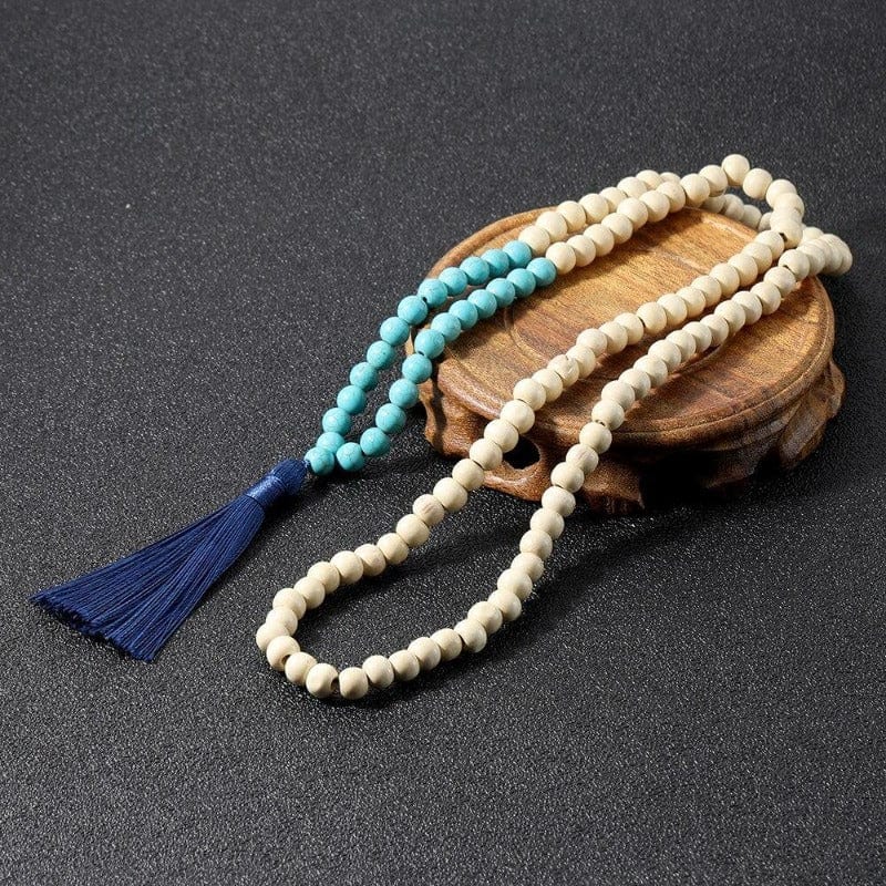 Collier de Perles Mala en Bois Élégance Naturelle Esprit Macramé