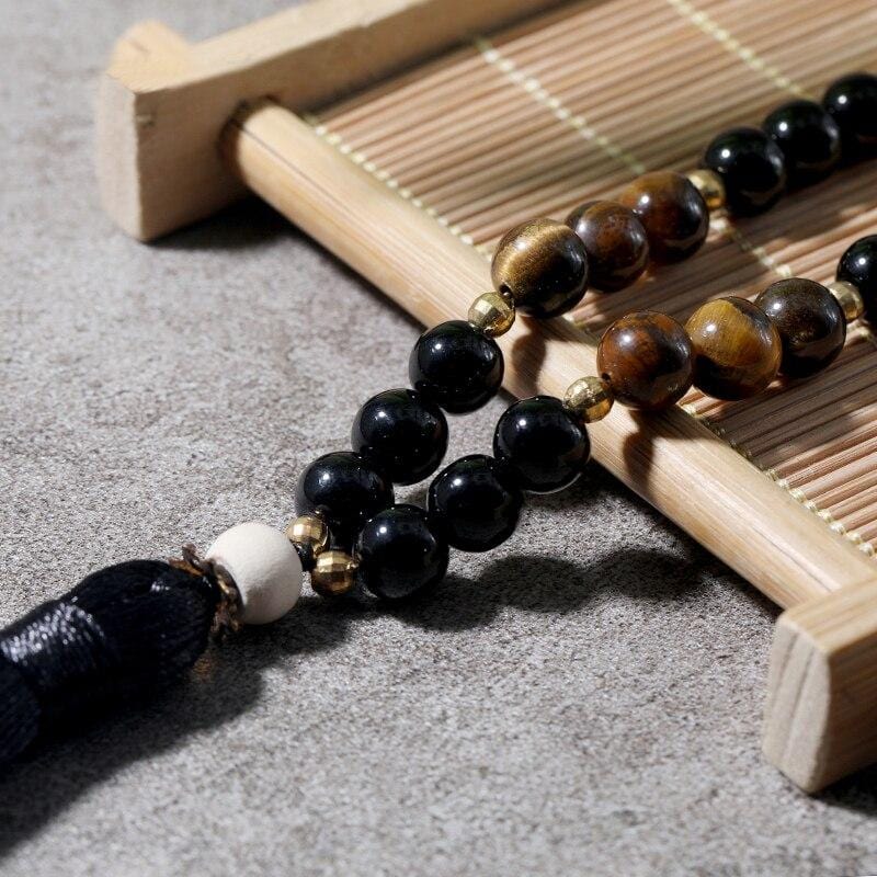 Collier de Perles Mala en Bois Élégance Naturelle Esprit Macramé