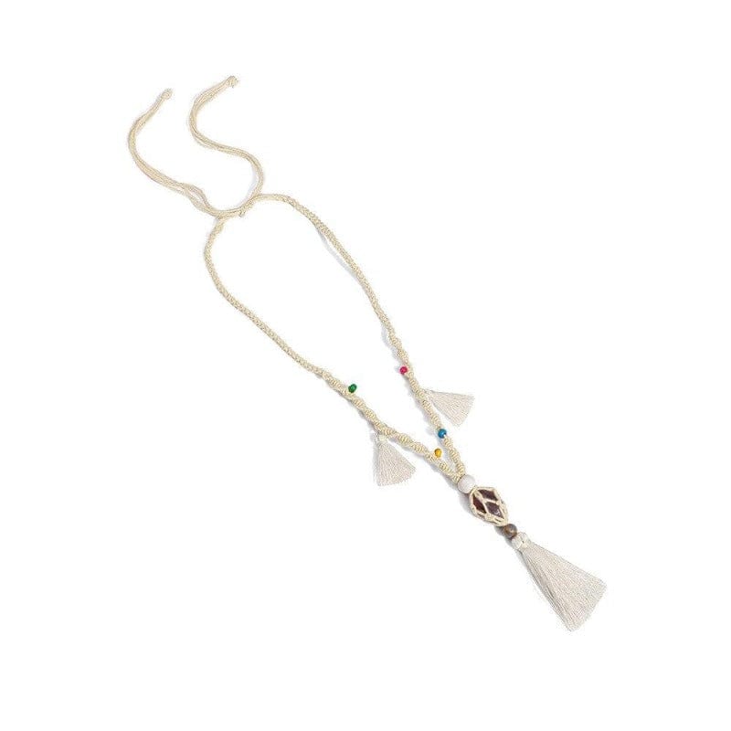 Collier en Macramé Luxe avec Perles Éclatantes Esprit Macramé